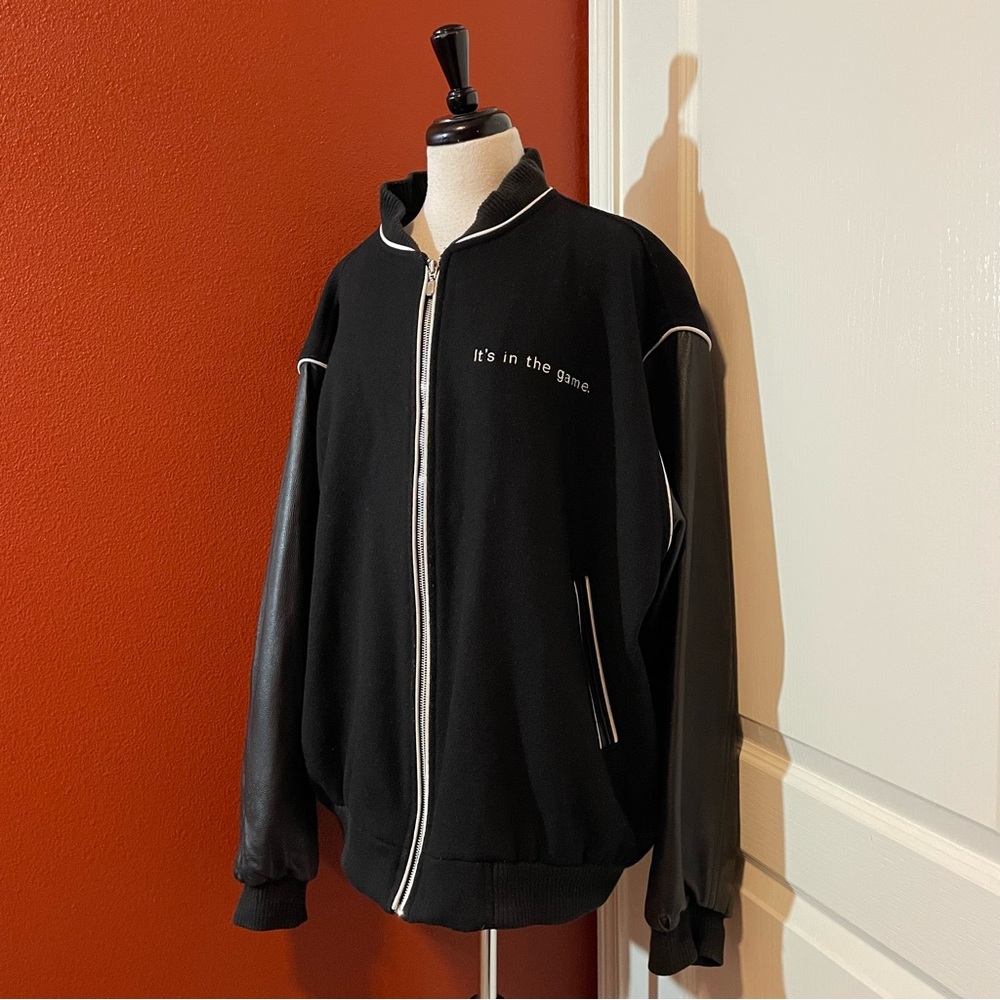 EA Sports Men’s It’s In the Game Black Wool &‎ Leather Videogame Bomber Jacket
